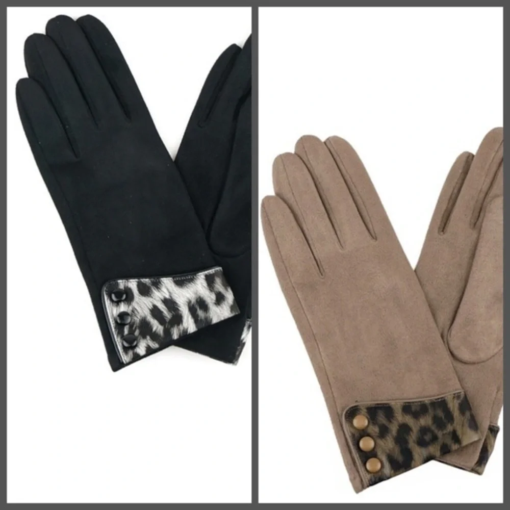 🆕Just In-Smart Touch taupe leopard gloves